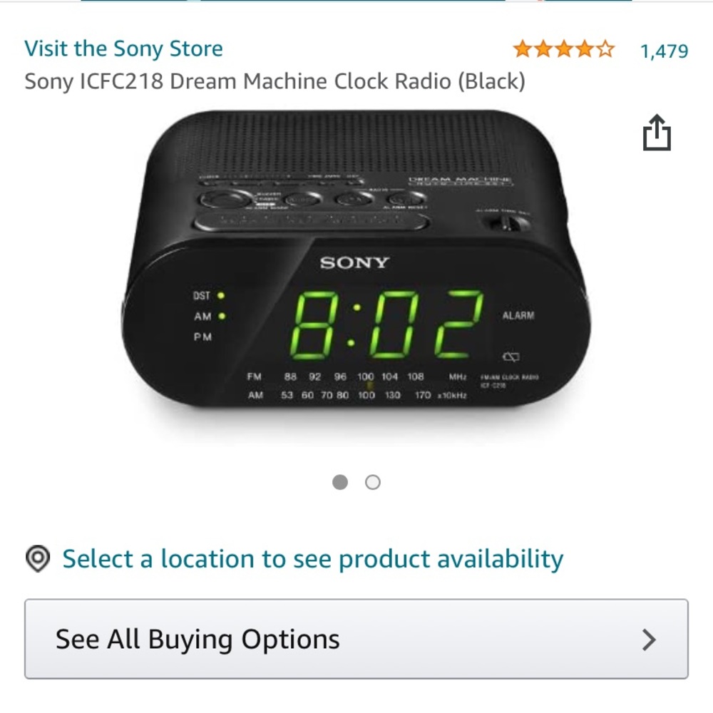 Sony Black Dream Machine Alarm Clock Radio